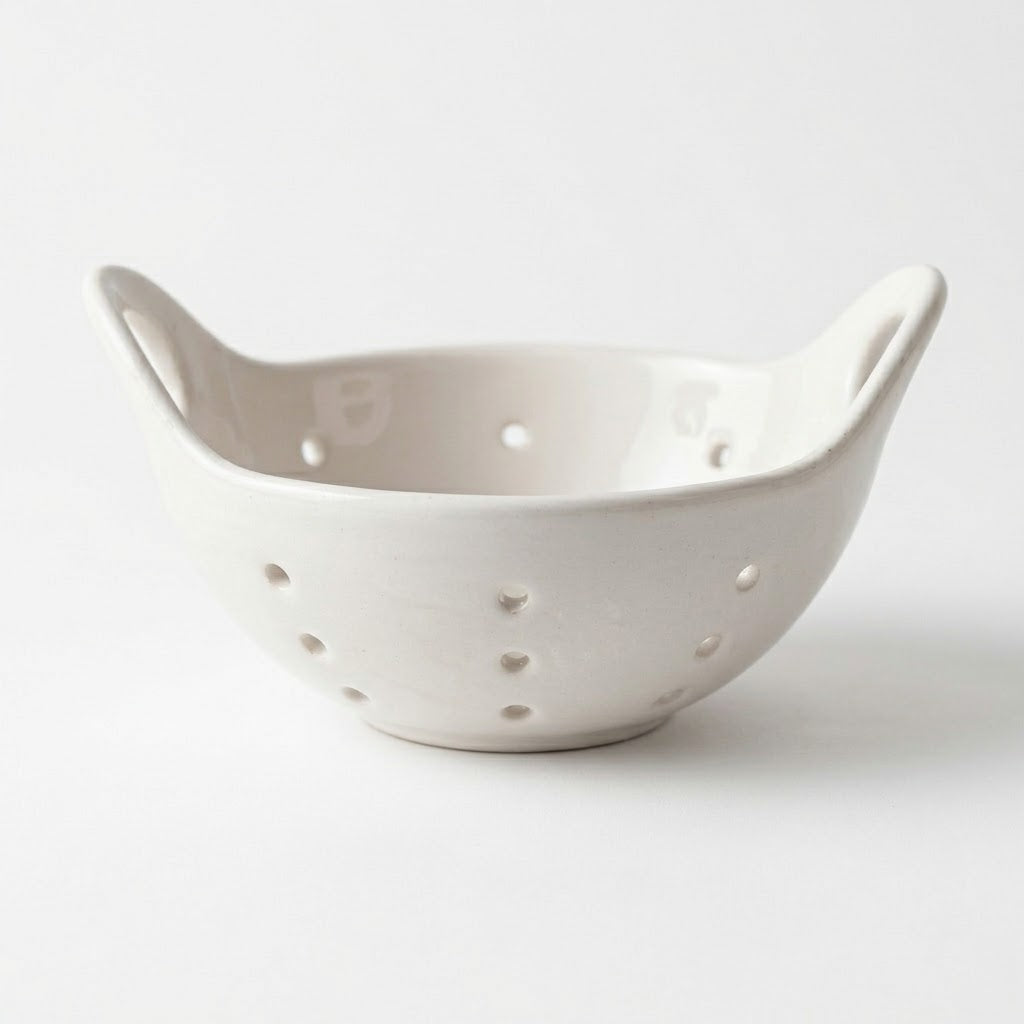 Minimalist White Ceramic Berry Bowl