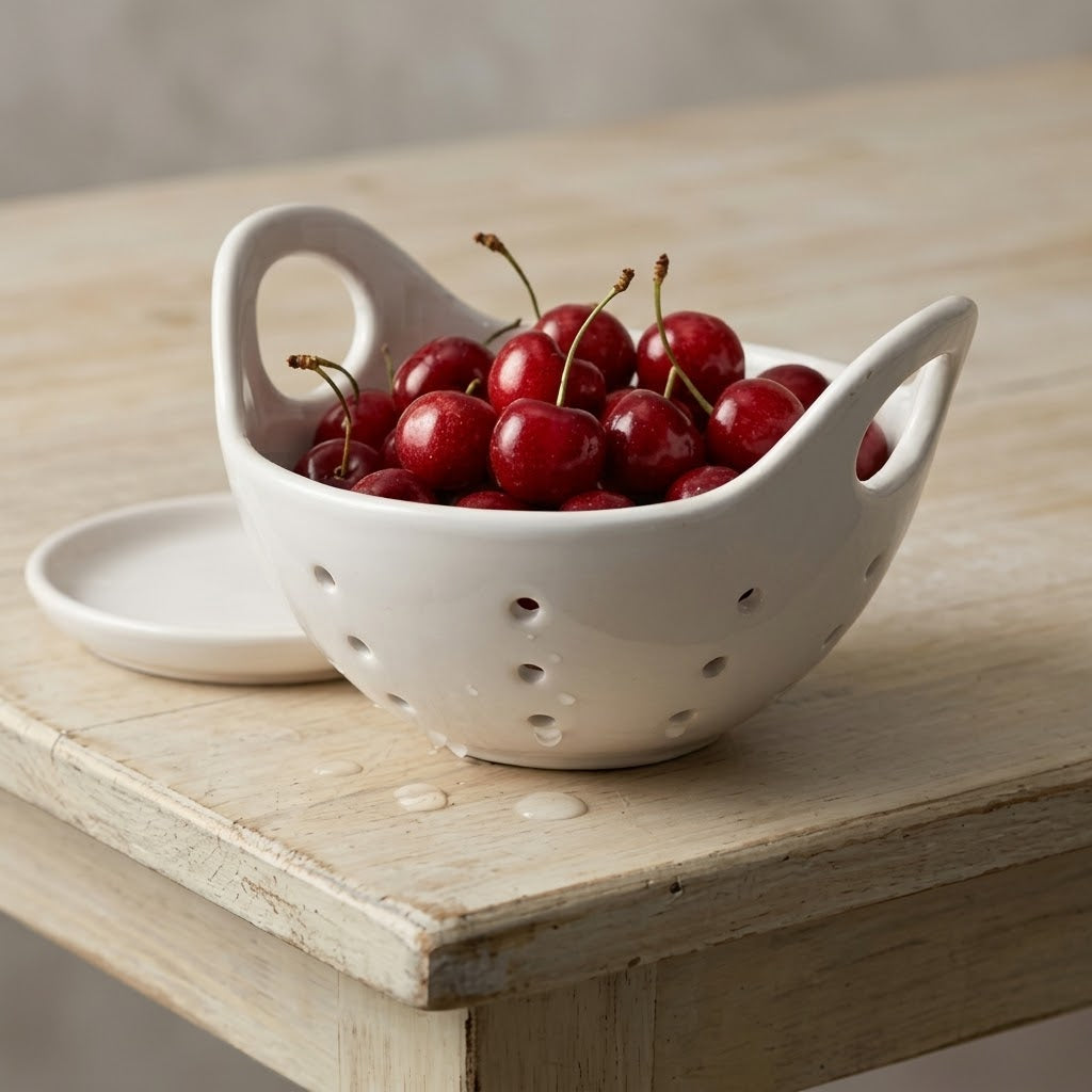 Minimalist White Ceramic Berry Bowl