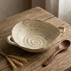 Rustic Cream Spiral Ceramic Bowl