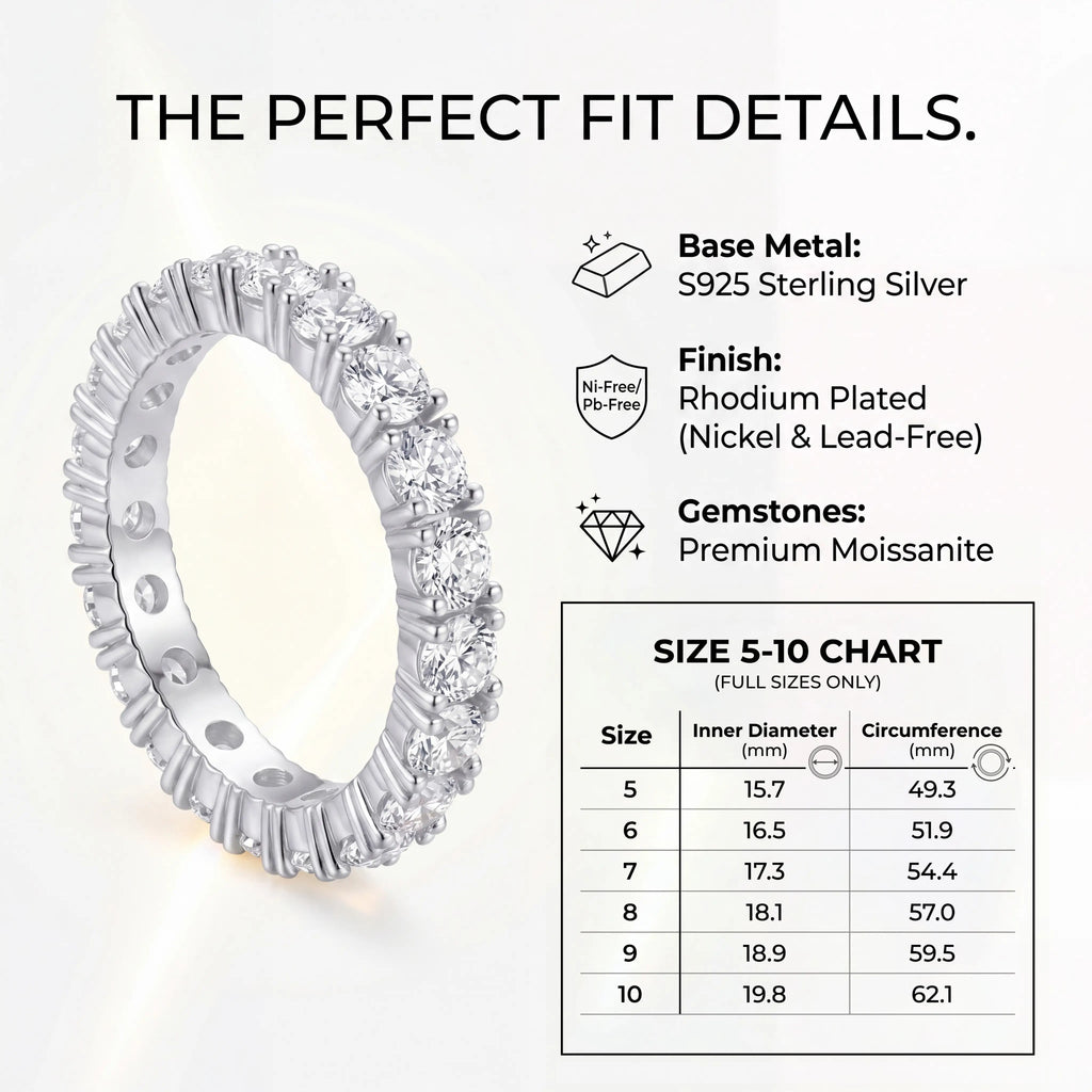 The Timeless Elegance — Premium Moissanite Eternity Band 🔥 Last Day Flash Sale: 90% OFF