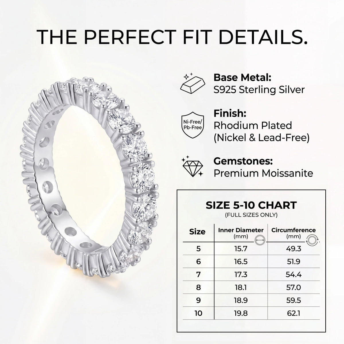 The Timeless Elegance — Premium Moissanite Eternity Band 🔥 Last Day Flash Sale: 90% OFF