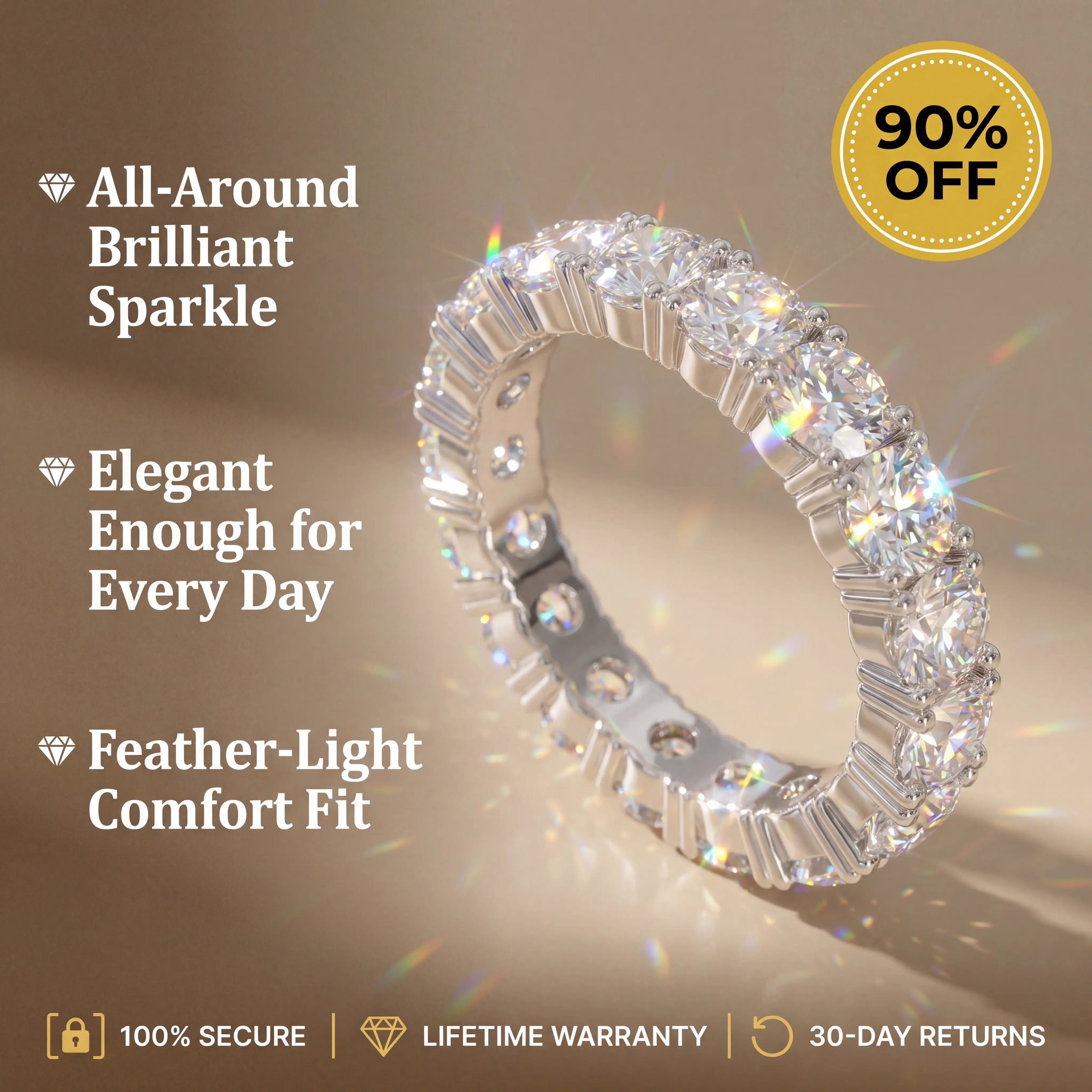 The Timeless Elegance — Premium Moissanite Eternity Band 🔥 Last Day Flash Sale: 90% OFF