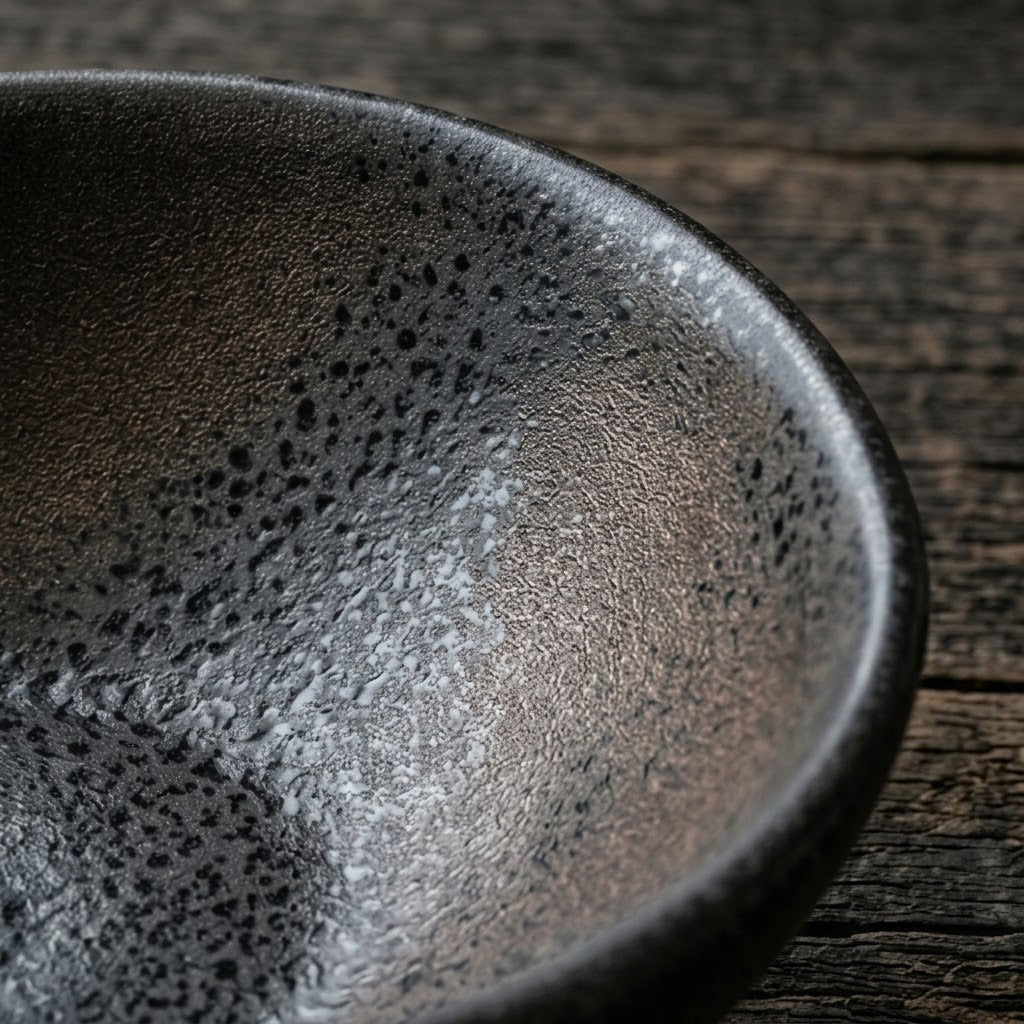 Speckled Charcoal Ceramic Pedestal Bowl