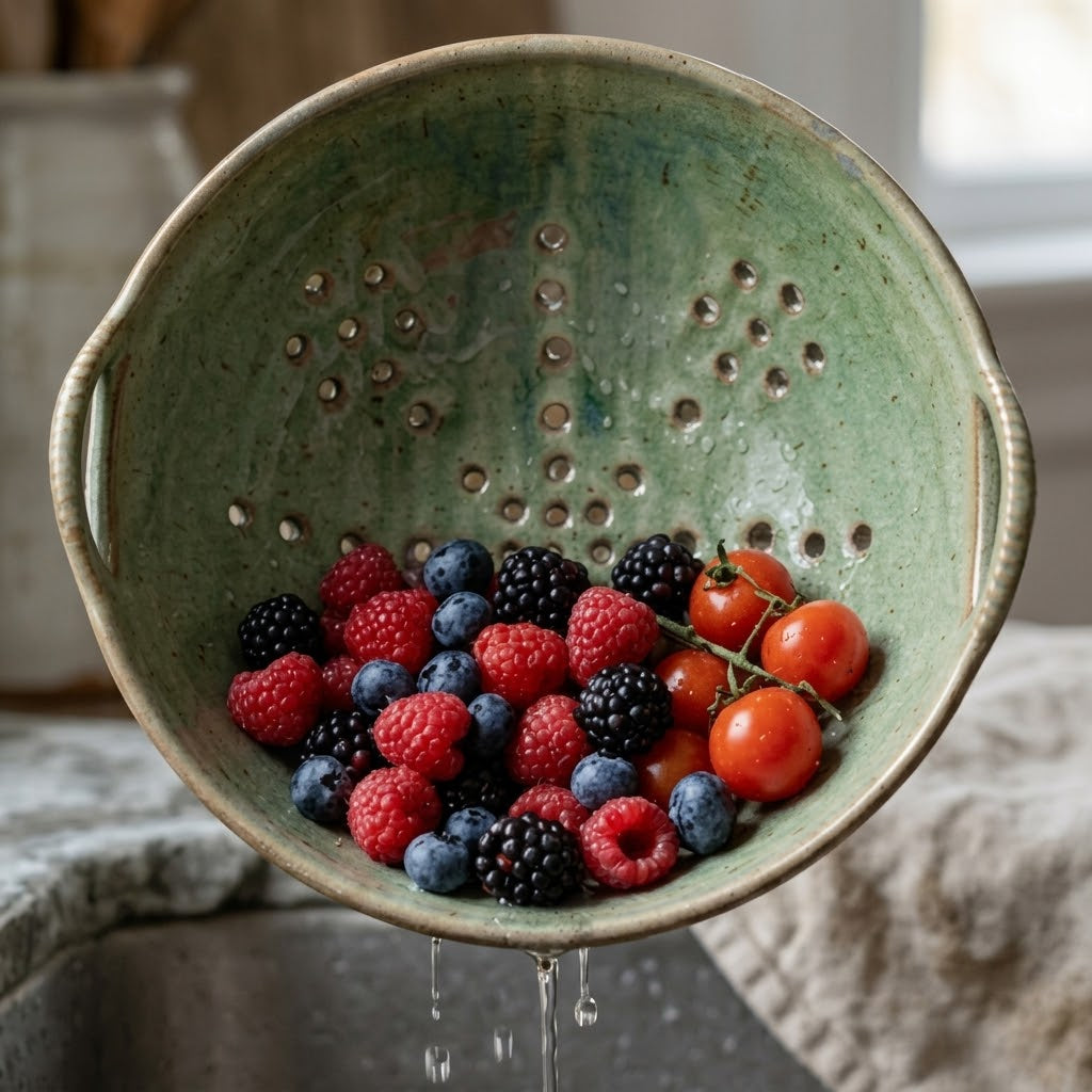 Rustic Sage Speckled Ceramic Berry Bowl