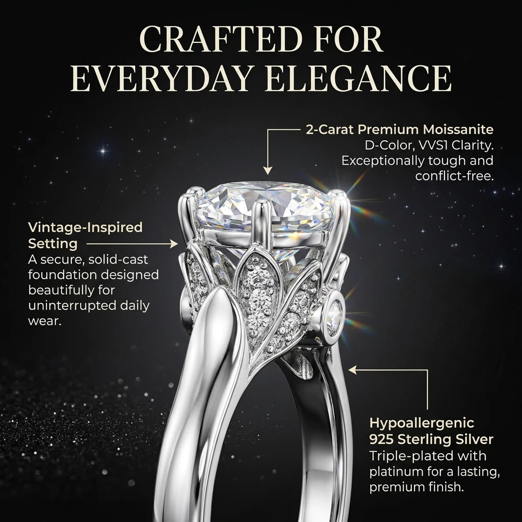 Handcrafted 2-Carat Moissanite Ring — Brilliant Diamond Alternative for Everyday Elegance🔥Today Only: 90% OFF