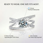 🔥Today Only: 90% OFF! Eternal "Past, Present & Future" 2-Carat Moissanite Ring (Adjustable Fit)