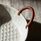 Textured Honeycomb Ceramic Bowl with Woven Handles