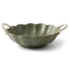 Artisan Scalloped Ceramic Bowl in Sage Green