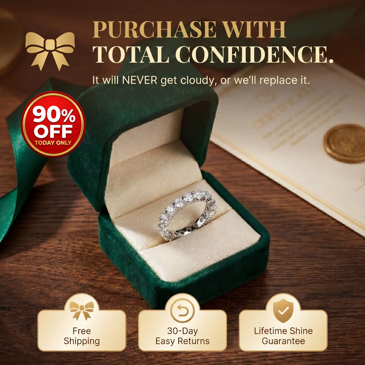 The Timeless Elegance — Premium Moissanite Eternity Band 🔥 Last Day Flash Sale: 90% OFF