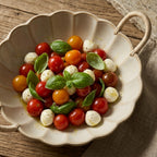 Artisan Fluted Ceramic Bowl with Woven Handles