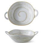 Coastal Swirl Artisanal Ceramic Serving Bowl