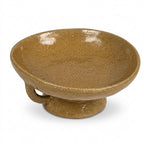 Artisanal Earthy Brown Speckled Pedestal Bowl