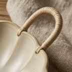 Artisan Fluted Ceramic Bowl with Woven Handles