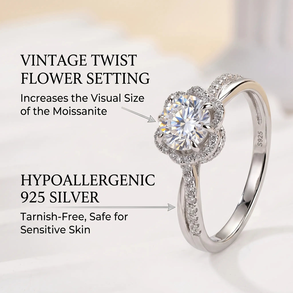 Vintage Twist Moissanite Ring — Passes Diamond Test 🔥 90% OFF