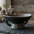 Speckled Charcoal Ceramic Pedestal Bowl