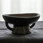 Speckled Charcoal Ceramic Pedestal Bowl