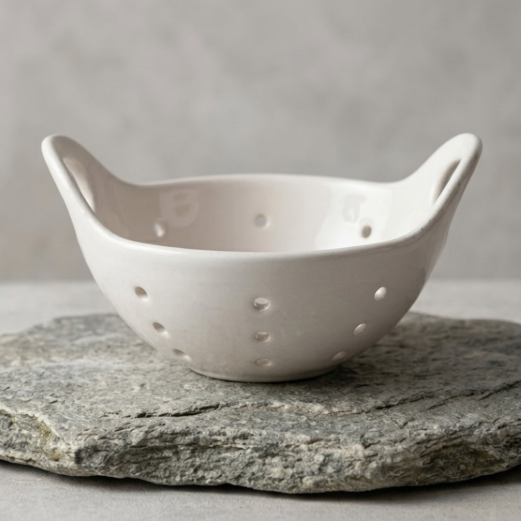 Minimalist White Ceramic Berry Bowl