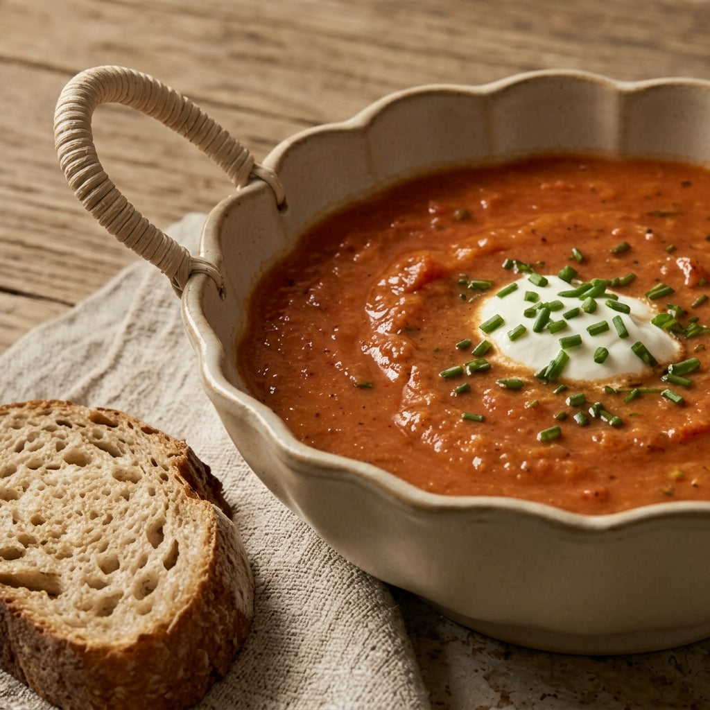 Artisan Fluted Ceramic Bowl with Woven Handles