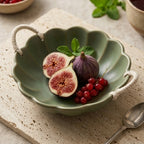 Artisan Scalloped Ceramic Bowl in Sage Green