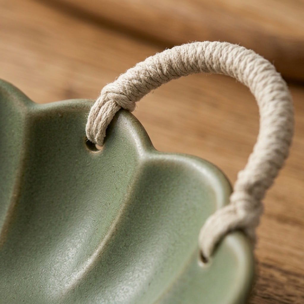 Artisan Scalloped Ceramic Bowl in Sage Green