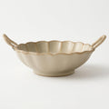Artisan Fluted Ceramic Bowl with Woven Handles