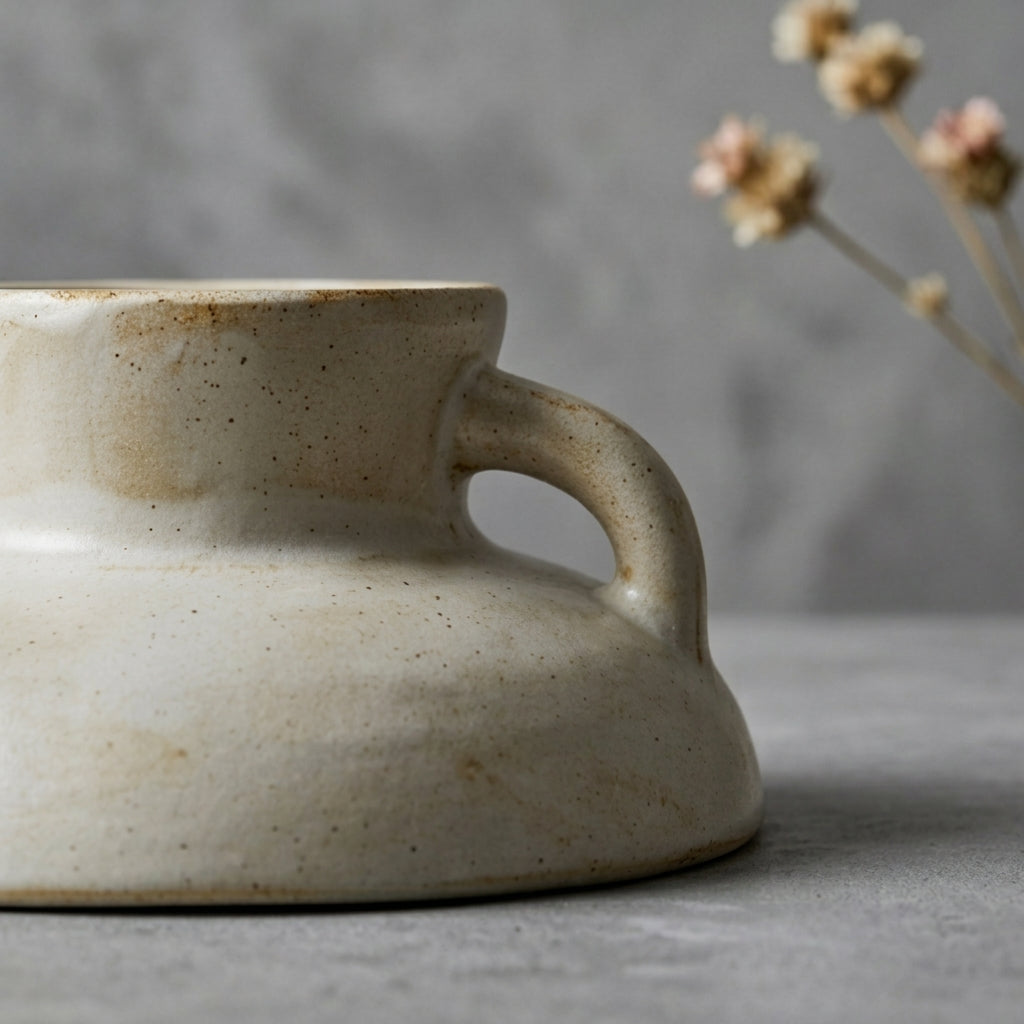 Rustic Speckled Ceramic Footed Chalice Serving Bowl