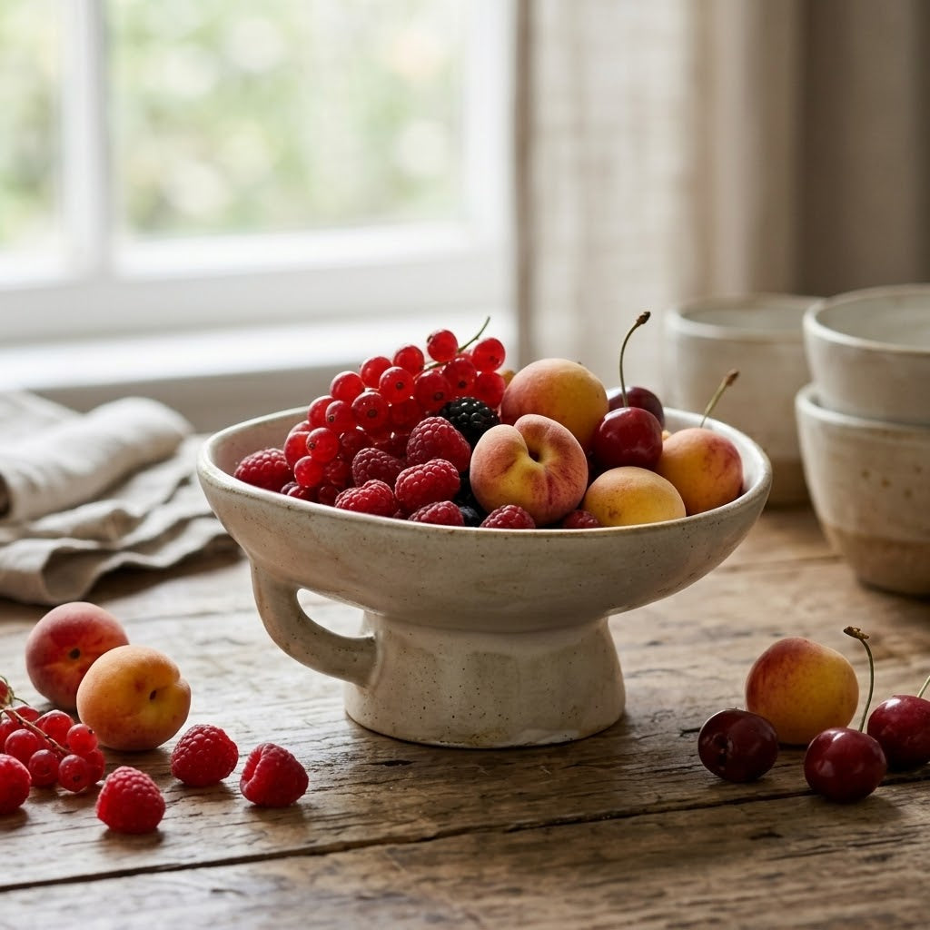 Rustic Speckled Ceramic Footed Chalice Serving Bowl