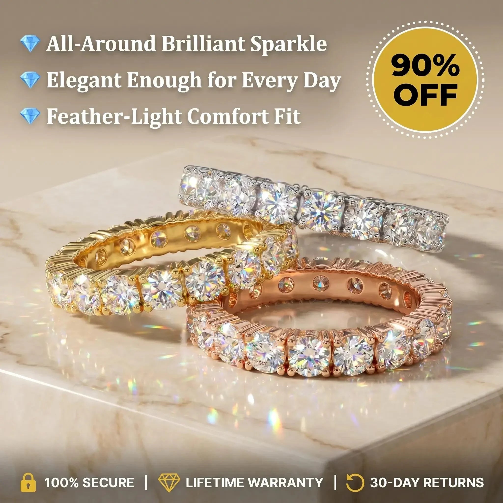 The Timeless Elegance — Premium Moissanite Eternity Band 🔥 Last Day Flash Sale: 90% OFF